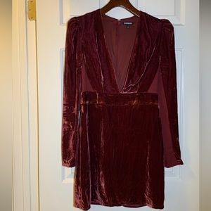 Express burgundy velvet long sleeve dress